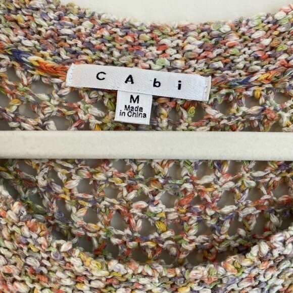 Cabi Women's Open Knit Multi-Color Short Sleeve Cotton Sweater Size M - Picture 4 of 9